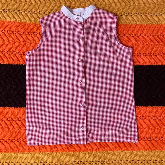 50s gingham plaid Honeylane XXS plaid circle skirt, sleeveless shirt, and bib! - Picture 13 of 16